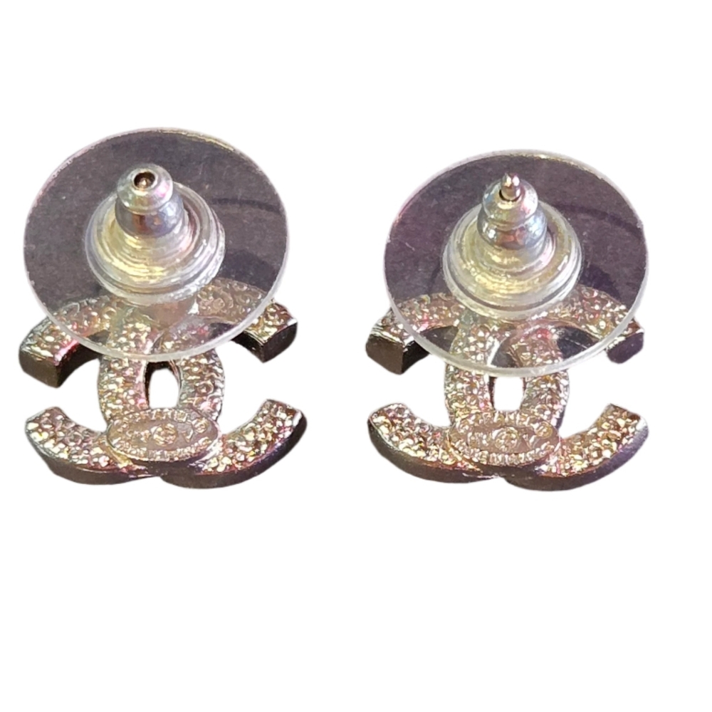 #53 CHANEL earrings Coco mark metal rhinestone silver  - AUTHENTIC - Picture 6 of 16